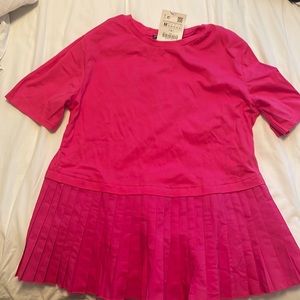 Pink pleated detail ZARA tee